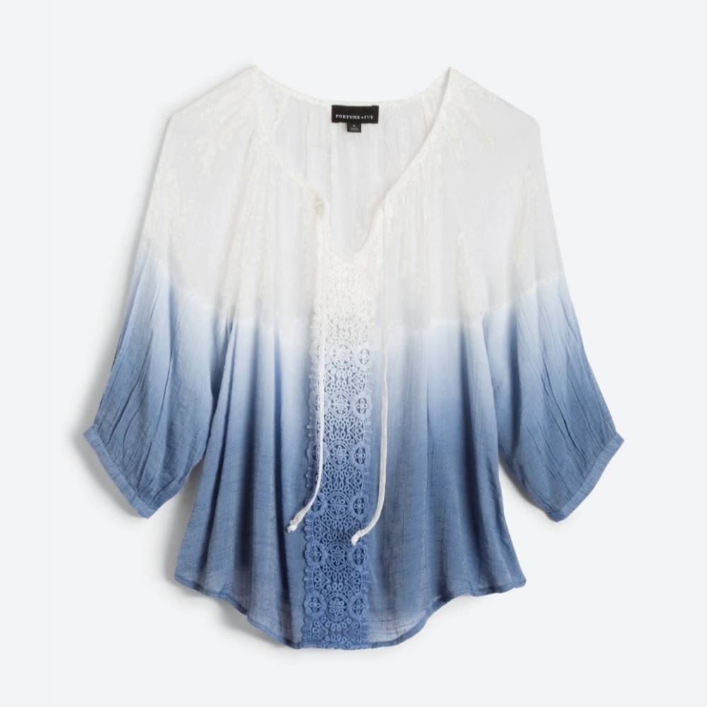 BCX Arolyn Crochet Detail Top, Medium, Ombre Shading